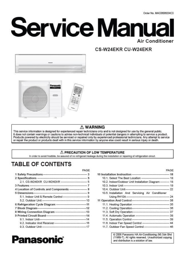 CS-W24EKR, CU-W24EKR